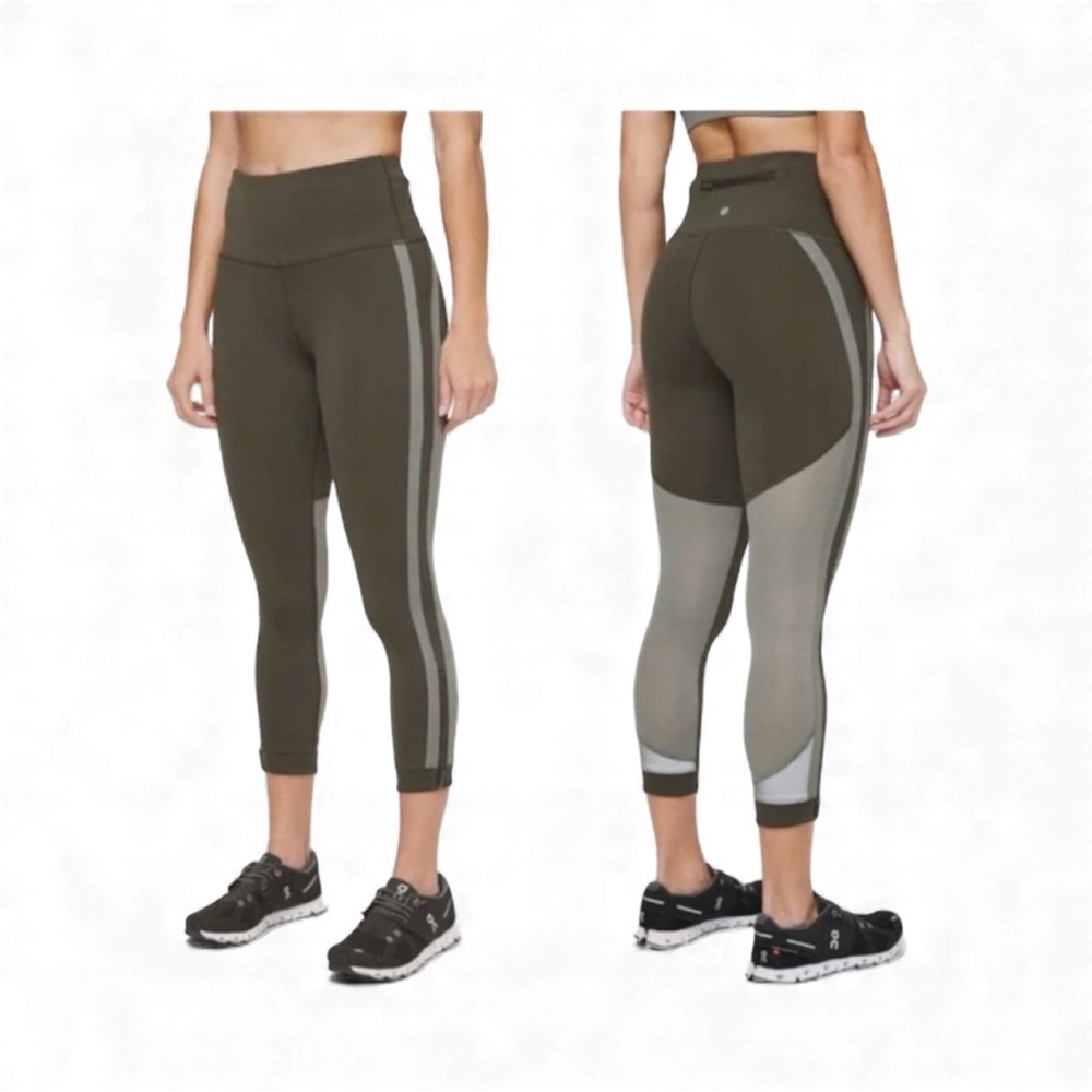 LuluLemon Crop Mesh Leggings Zip The Line Athletic Gym Yoga Pants Women’s 8